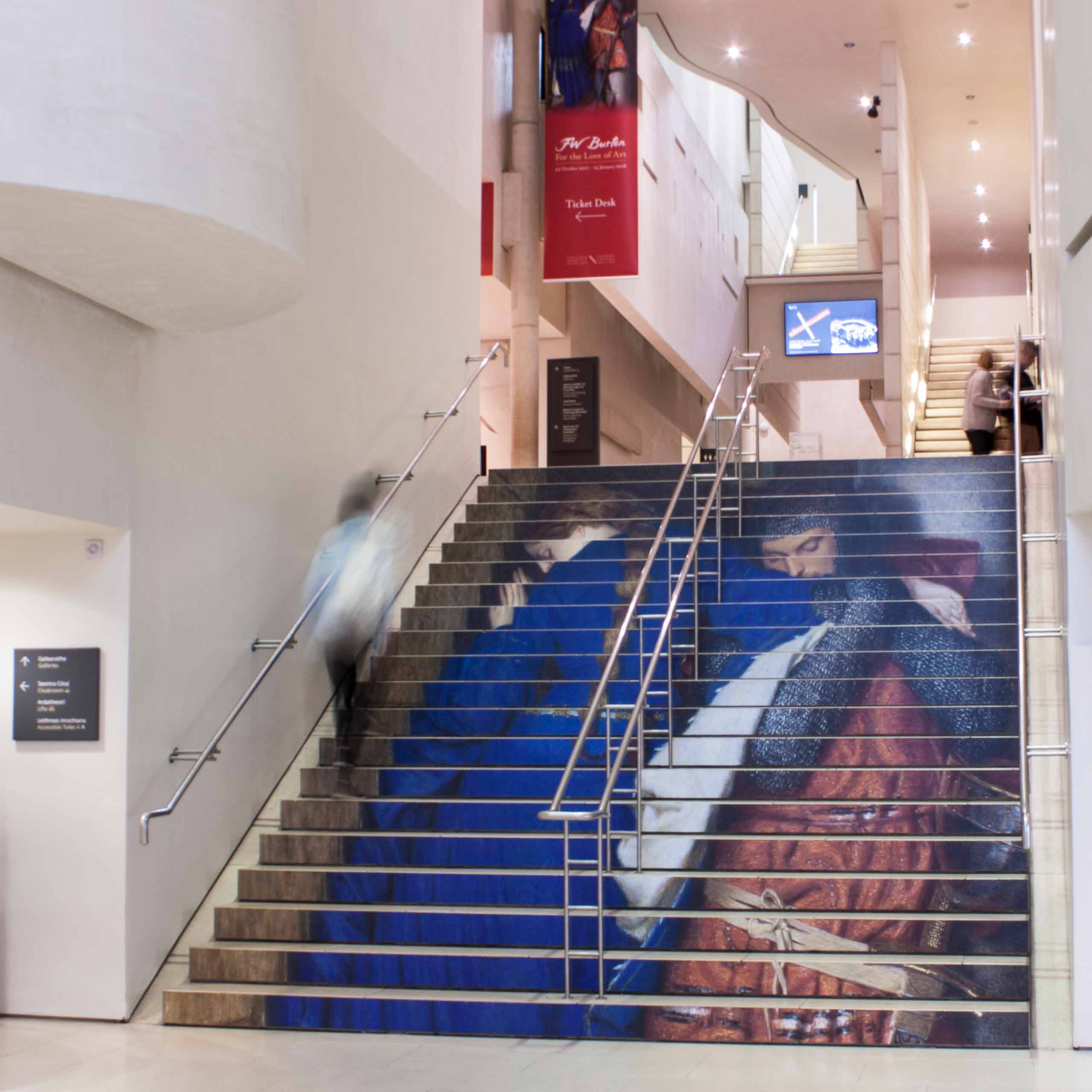 Image of Frederic William Burton: For the Love of Art exhibition stairs graphic.