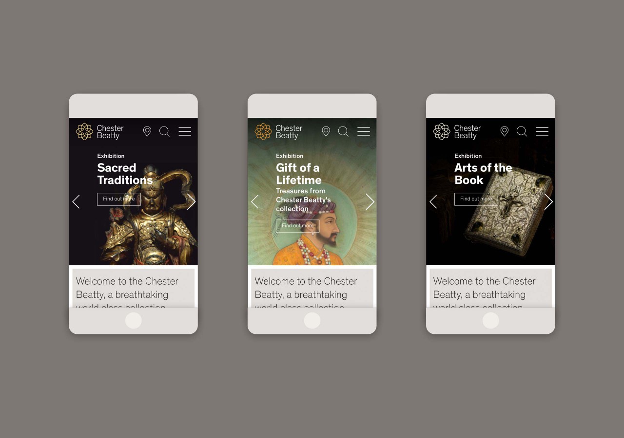 Mobile version of the Chester Beatty website.
