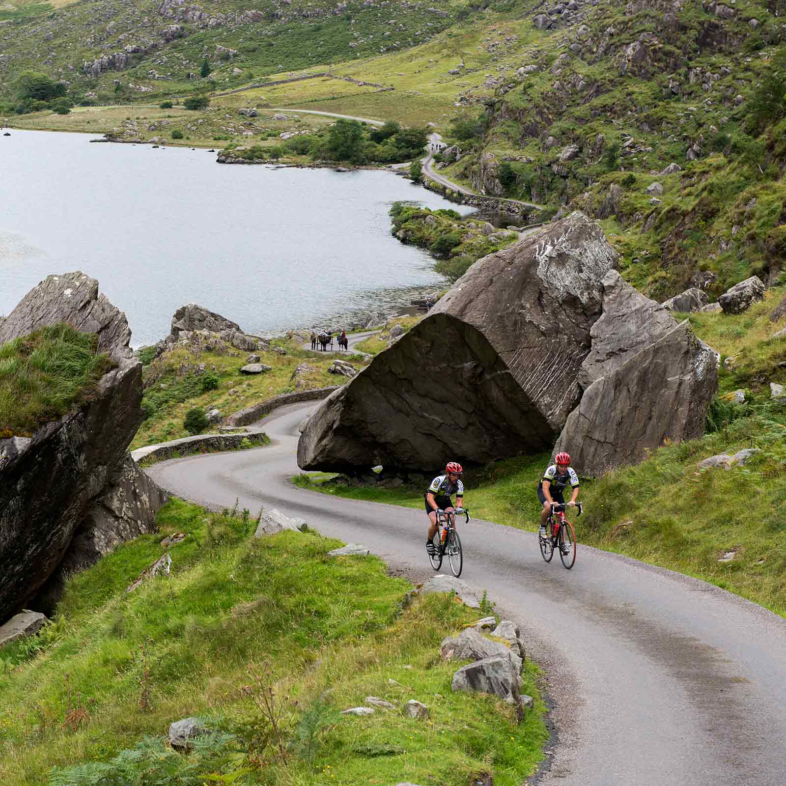 Cyclists on the Ring of Kerry at Molls gap